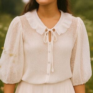 Jeune otter white lace blouse size medium